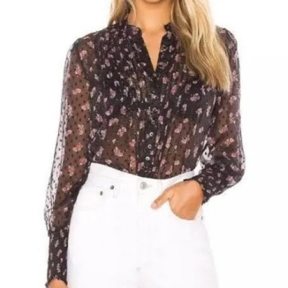 Free People Floral Black Blouse - Picture 2 of 5